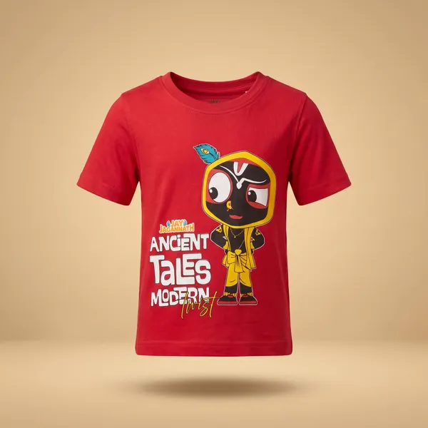 Jay_Jagannath_Kids_"Ancient_Tales_Modern_Twist"_Red_T-Shirt