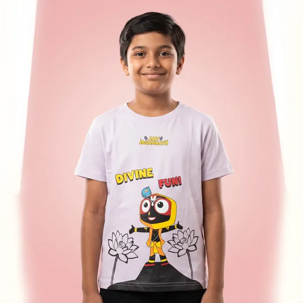 Jay_Jagannath_Kids_"Divine_Fun!"_Lavender_T-Shirt