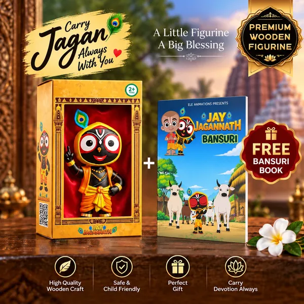Lord_Jagannath_Devotional_Wooden_Figurine_-_Yellow_&_Black_Religious_Stuffed_Doll_with_Peacock_Feather
