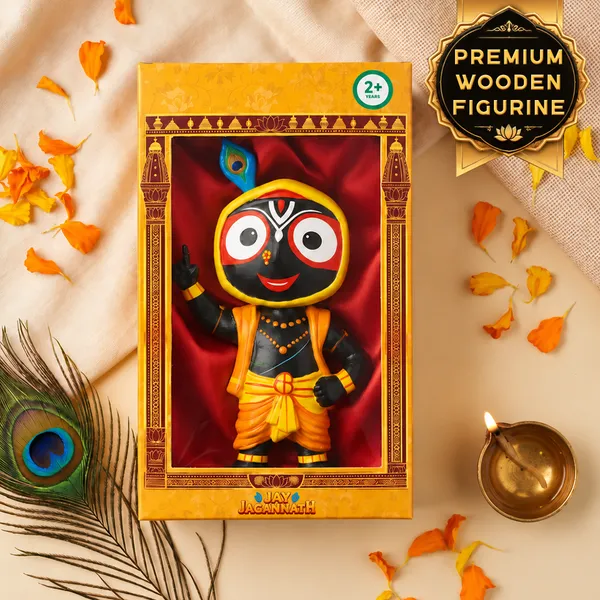 Lord_Jagannath_Devotional_Wooden_Figurine_-_Yellow_&_Black_Religious_Stuffed_Doll_with_Peacock_Feather