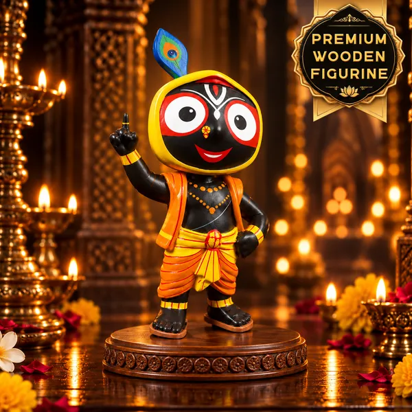 Lord_Jagannath_Devotional_Wooden_Figurine_-_Yellow_&_Black_Religious_Stuffed_Doll_with_Peacock_Feather
