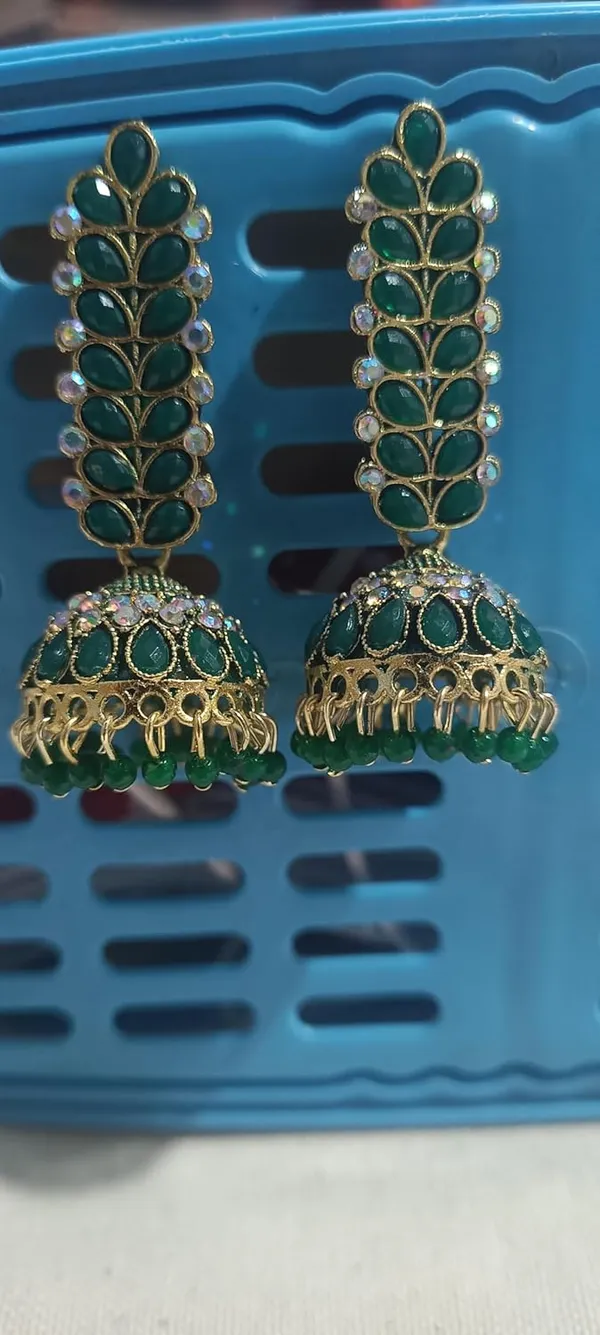 Green_Metal_And_Stone_And_Crystal_Premium_And_Elegant_Jhumka_Earrings_For_Women
