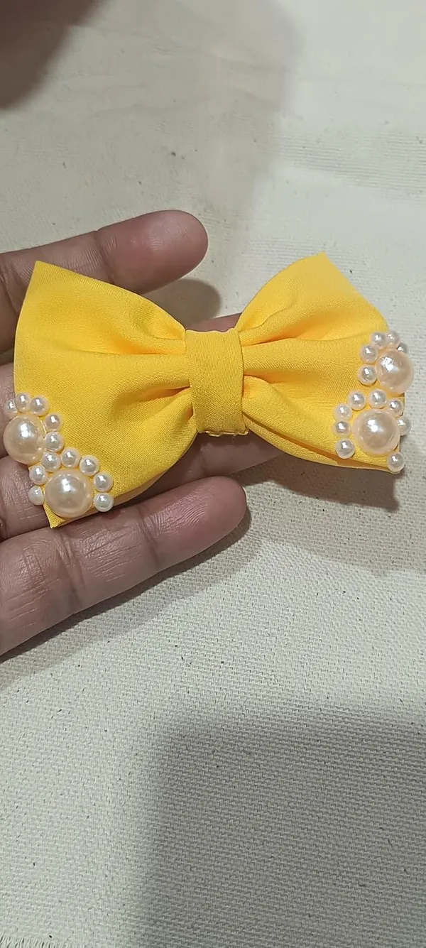 Yellow_Satin_Premium_And_Elegant_Hair_Bow_For_Women