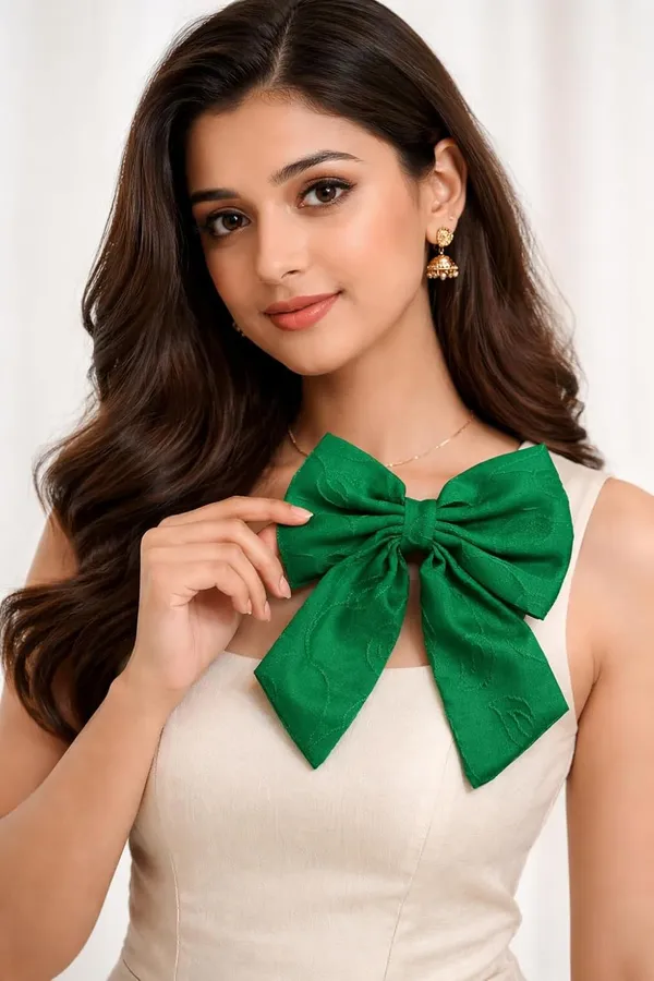 Green_Satin_Premium_And_Elegant_Hair_Bow_Clip_For_Women