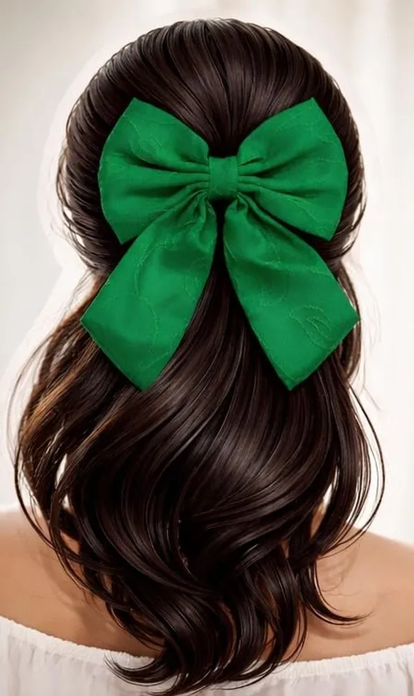 Green_Satin_Premium_And_Elegant_Hair_Bow_Clip_For_Women