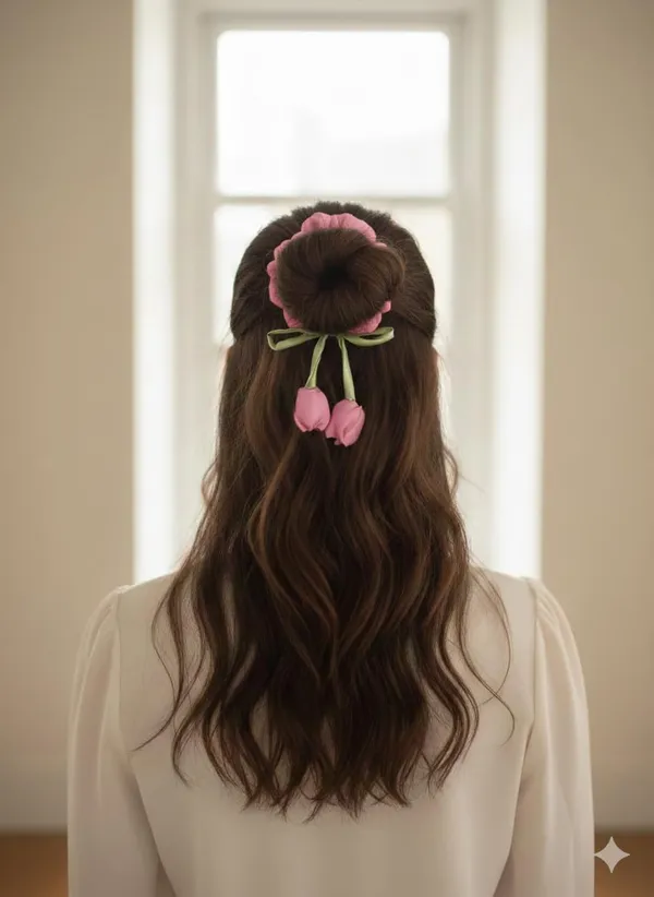 Pink_And_Green_Satin_Premium_And_Elegant_Hair_Bow_For_Women