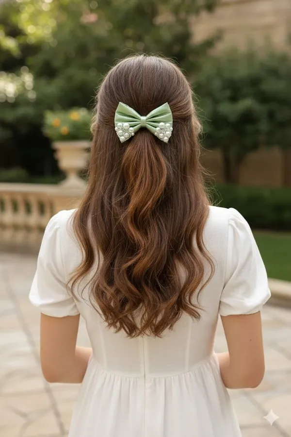 Green_Satin_Premium_And_Elegant_Hair_Bow_Clip_For_Women