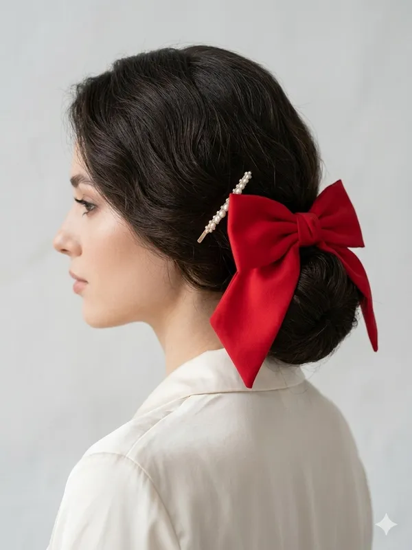 Red_Polyester_Premium_And_Elegant_Bow_For_Women