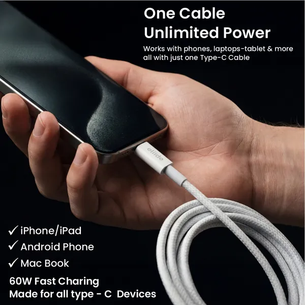 Eliide_Eld-13T_Pro_Type-C_To_Type-C_Cable_60W_6A_Fast_Charging_1M