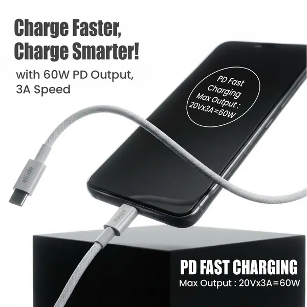 Eliide_Eld-13T_Pro_Type-C_To_Type-C_Cable_60W_6A_Fast_Charging_1M
