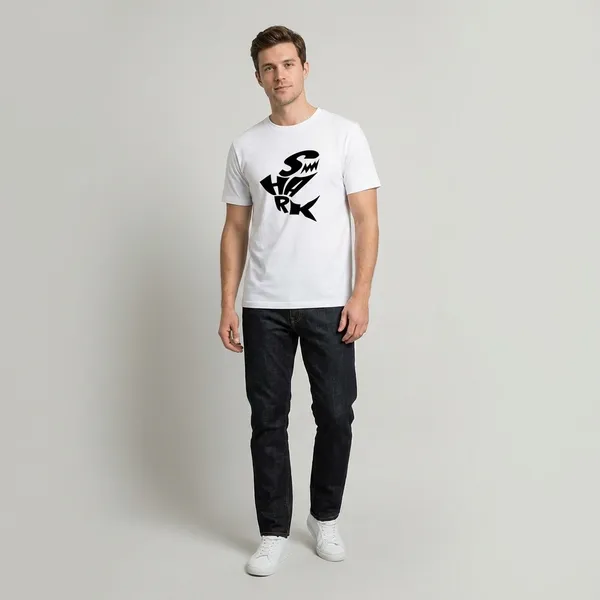 White_Shark_Typography_Cotton_Tshirt
