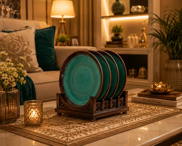 VEROSHIA_Ceramic_GREEN_Plates_Set_of_4