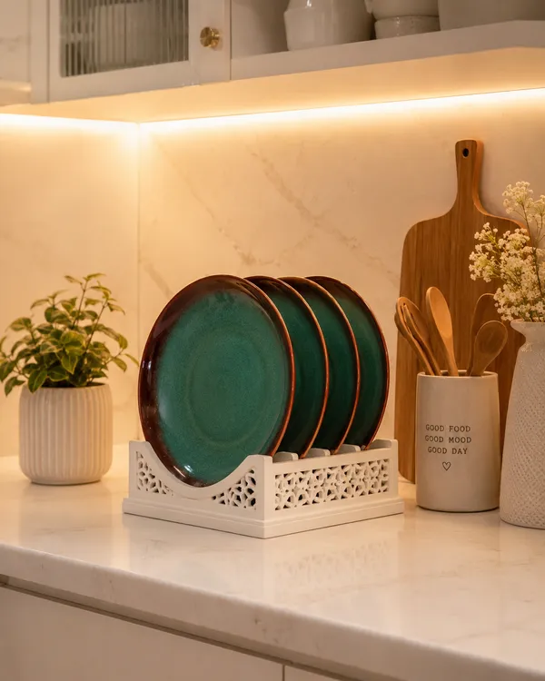 VEROSHIA_Ceramic_GREEN_Plates_Set_of_4