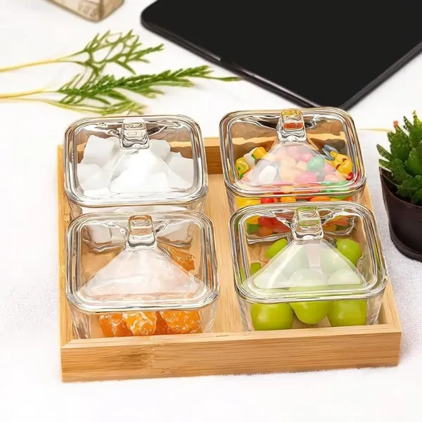 Premium_Square_Candy_Jar_With_Wooden_tray(Pack_Of_4)