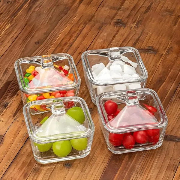 Premium_Square_Candy_Jar_With_Wooden_tray(Pack_Of_4)