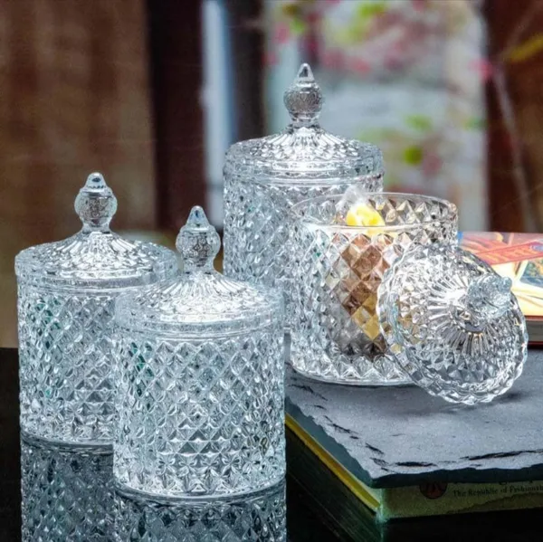 Diamond_cut_Glass_Premium_medium_Candy_Jar_(Pack_Of_2)