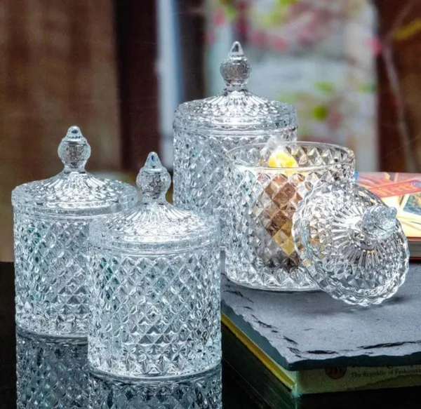 Diamond_cut_Glass_Premium_medium_Candy_Jar_(Pack_Of_2)