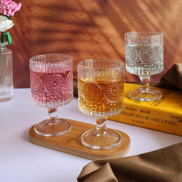 TDJ_Vintage_Royale_Embossed_Goblet_Glasses_Set_of_6_|_225ml_Crystal_Clear_Stemmed_Drinking_Glasses_|_Premium_Juice,_Mocktail,_Cocktail_&_Dessert_Glassware