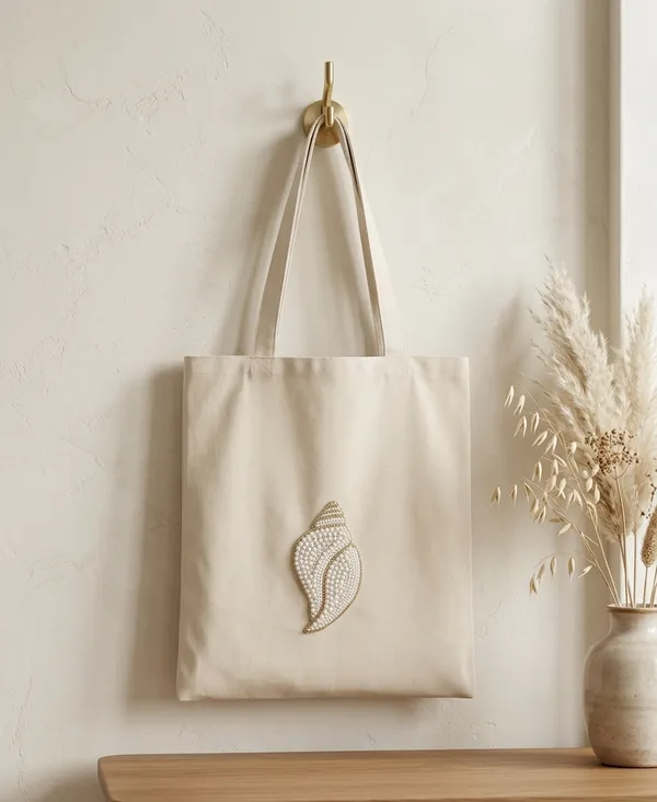 Pearl_Embellished_Shell_Hand-Crafted_Tote_Bag