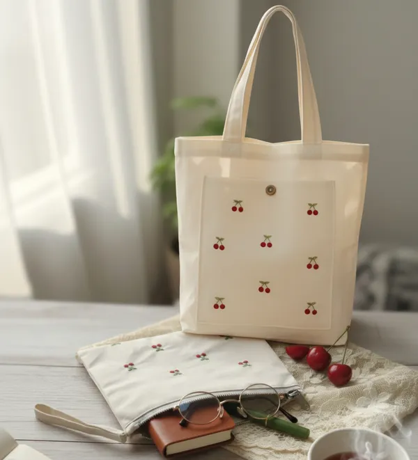 Sweet_Cherry_Embroidered_Cotton_Tote_&_Pouch_Combo