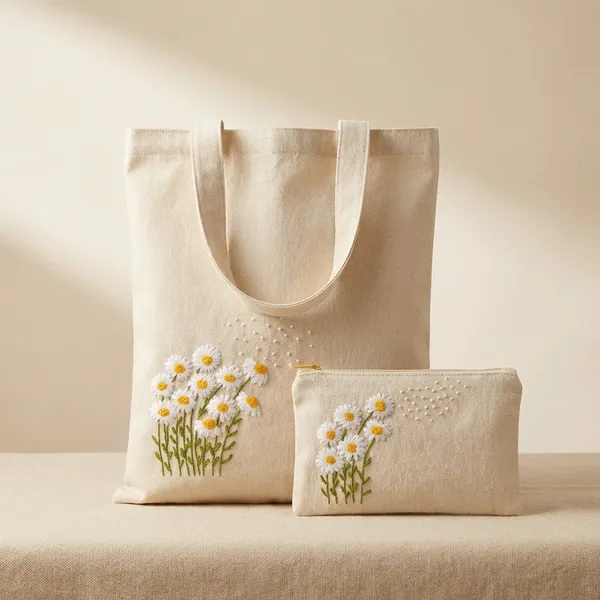 Daisy_Embroidered_Tote_&_Pouch_Set