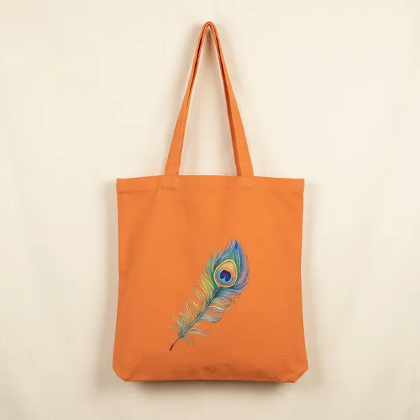 Vibrant_Peacock_Feather_Orange_Cotton_Tote_Bag
