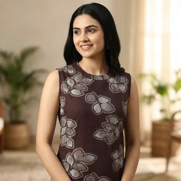 Brown_Cotton_Kurti_With_Pants_For_Women