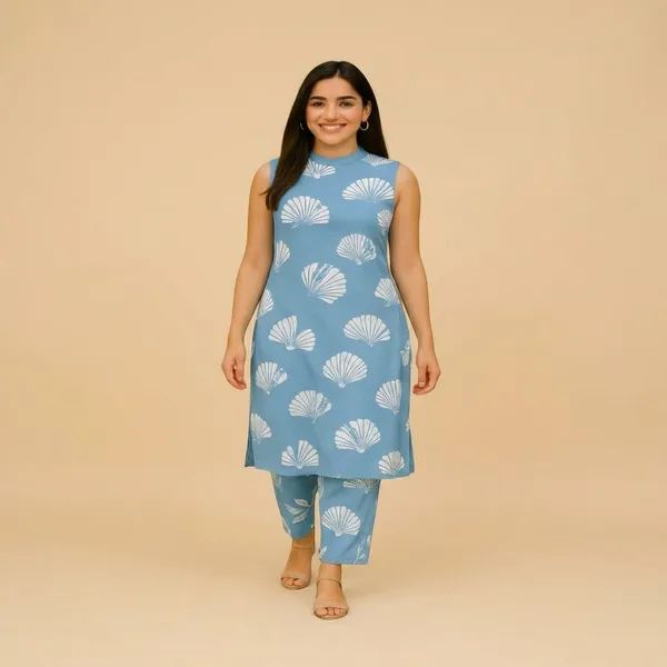 Blue_Cotton_Kurti_Pant_Set_For_Women