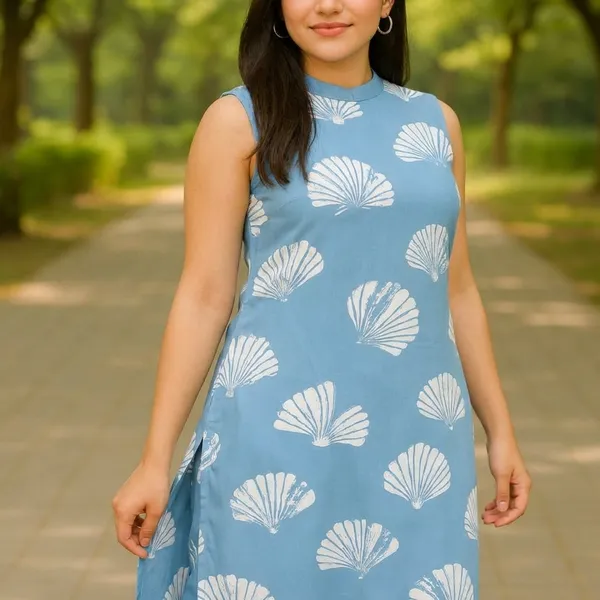 Blue_Cotton_Kurti_Pant_Set_For_Women
