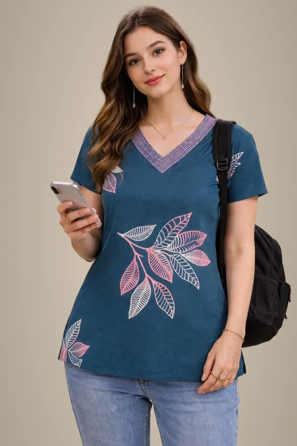 Blue_Cotton_Short_Kurti_For_Women