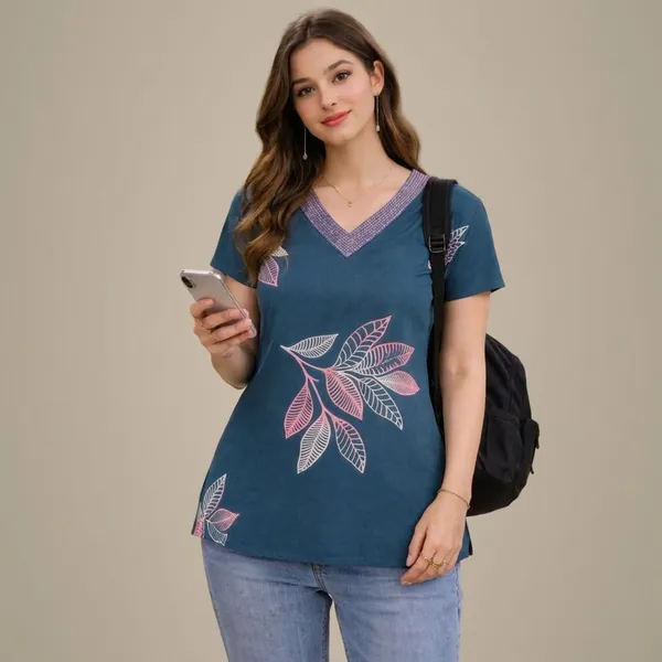 Blue_Cotton_Short_Kurti_For_Women
