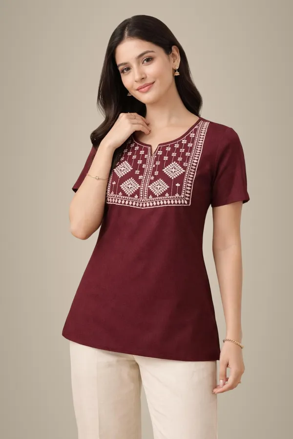 Maroon_Cotton_Top_For_Women