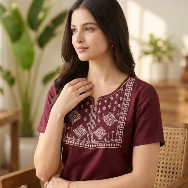 Maroon_Cotton_Top_For_Women