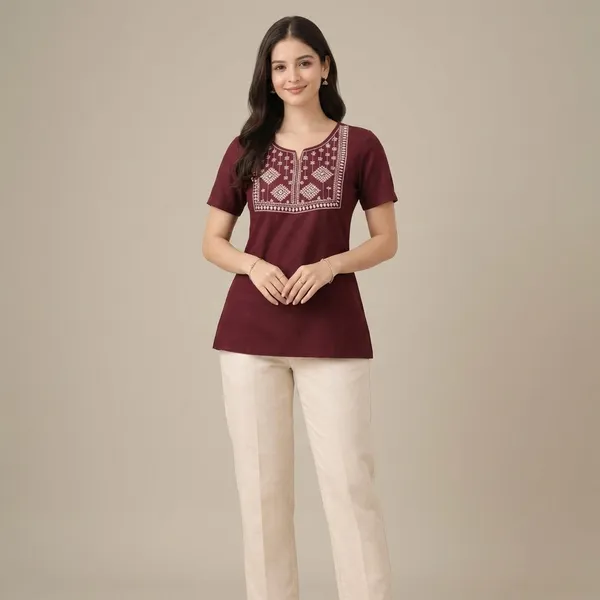 Maroon_Cotton_Top_For_Women