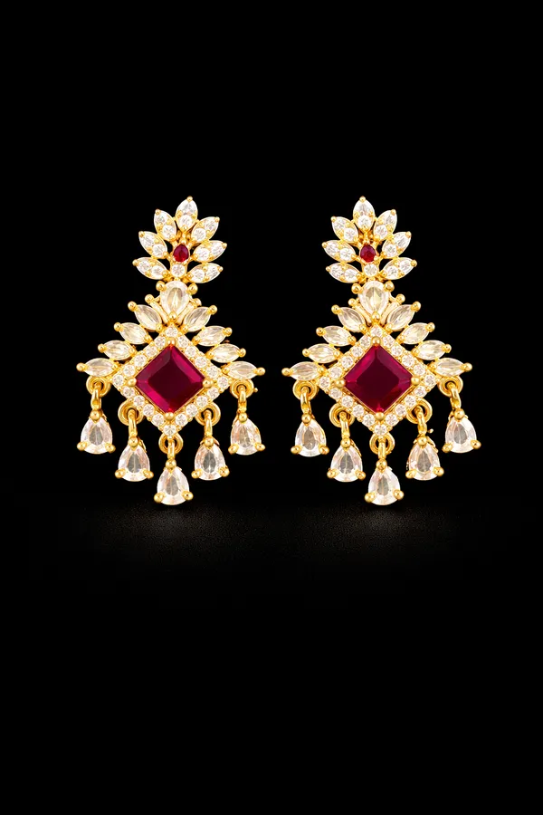 Ruby_Red_Alloy_Earrings_For_Women