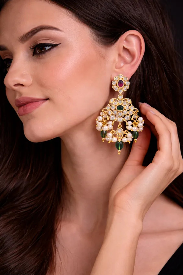 Green_And_Ruby_Alloy_Earrings_For_Women