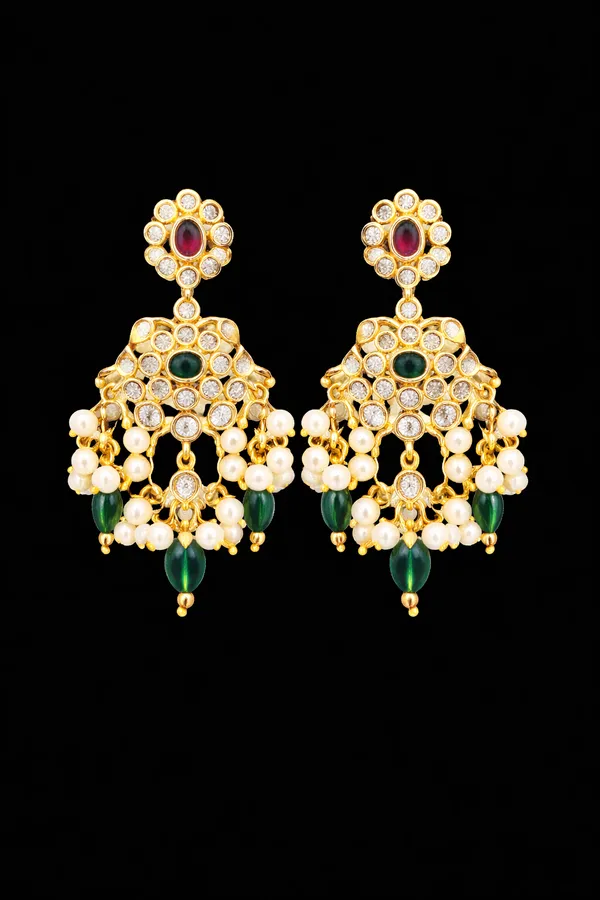 Green_And_Ruby_Alloy_Earrings_For_Women
