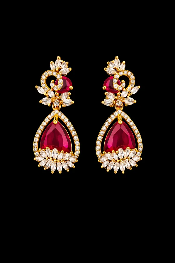 Ruby_Red_Alloy_Earrings_For_Women