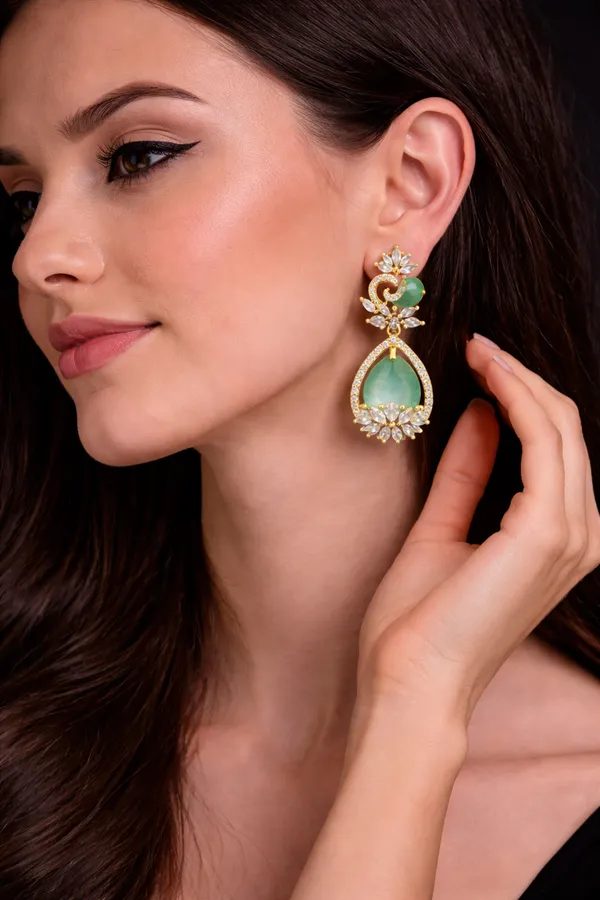 Mint_Green_Alloy_Earrings_For_Women