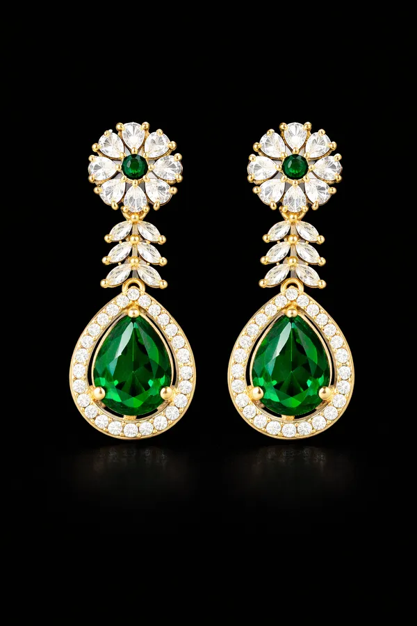 Emerald_Green_Alloy_Earrings_For_Women