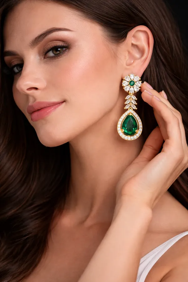 Emerald_Green_Alloy_Earrings_For_Women