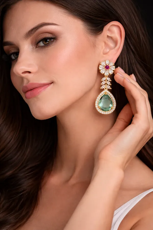 Mint_Green_Alloy_Earrings_For_Women