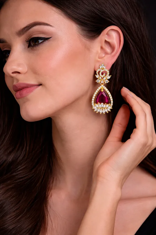 Ruby_Red_Alloy_Earrings_For_Women