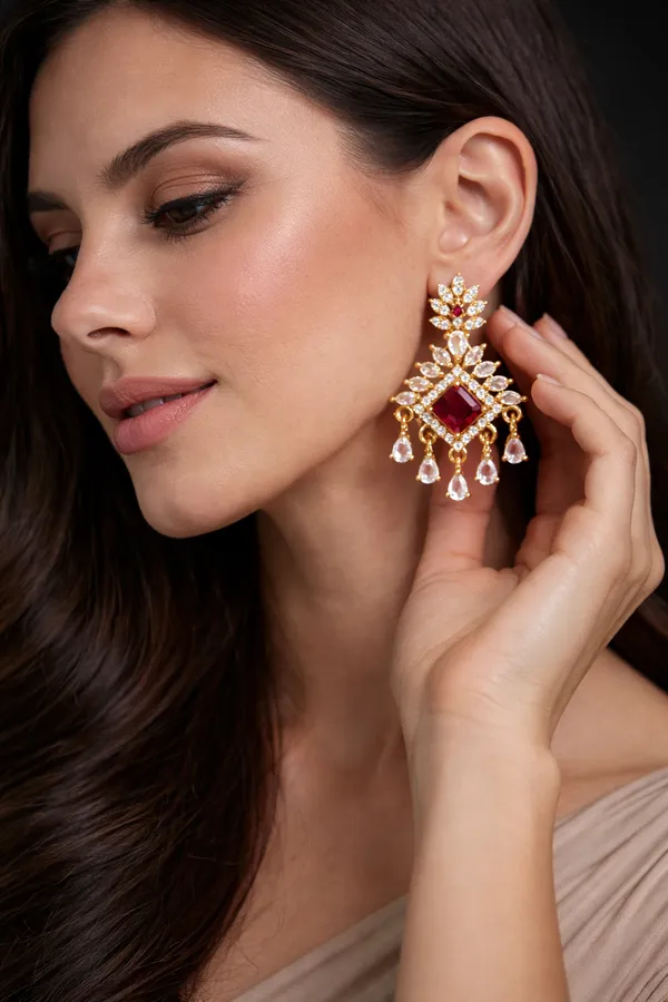 Ruby_Red_Alloy_Earrings_For_Women