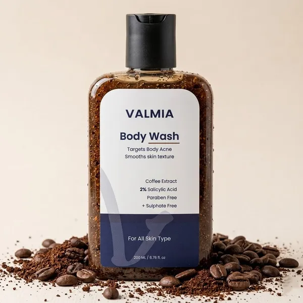 Valmia_2%_Salicylic_Acid_Body_Wash_With_Coffee_Exfoliator_for_Body_Acne,_Back_Acne_&_Pimples,_Deep_Pore_Cleansing_Exfoliating_Shower_Gel,_Paraben_&_Sulphate_Free_Moisturizing_Body_Cleanser_for_Oily_&_Acne_Prone_Skin_200ml