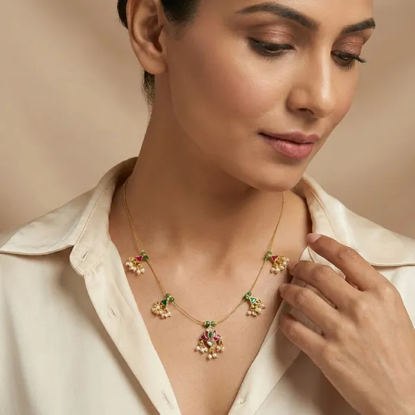 Invisible_Necklace_Traditional_Gold_Toned_Necklace_with_Colorful_Stone_Pendants