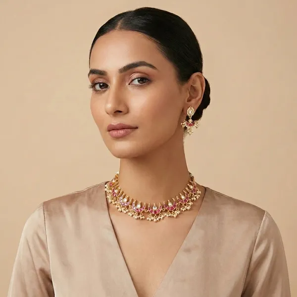Traditional_Gold_Toned_Kundan_Choker_Necklace_Set_with_Pink_Stone_Accents