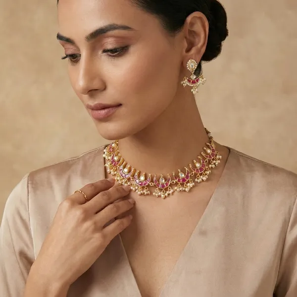 Traditional_Gold_Toned_Kundan_Choker_Necklace_Set_with_Pink_Stone_Accents