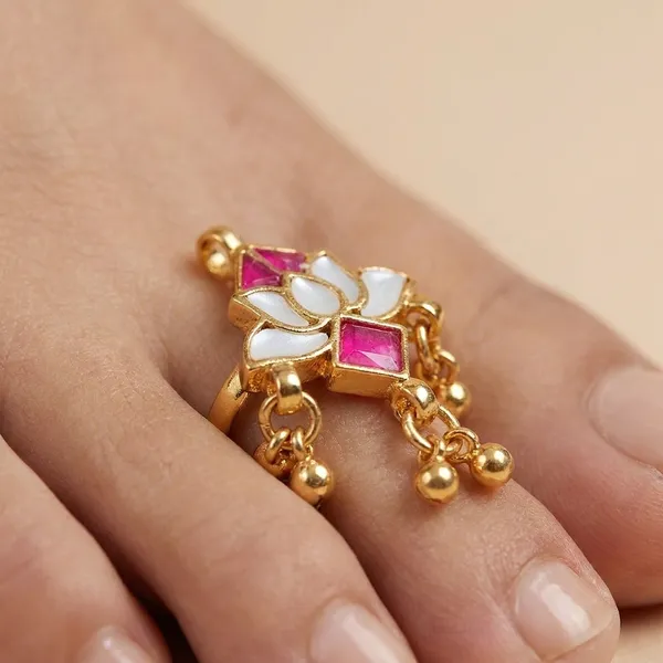Elegant_Gold_Plated_Lotus_and_Gemstone_Toe_Ring