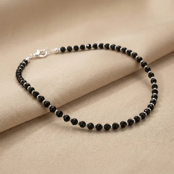Pure_92.5_Silver_Elegant_Black_Beaded_Anklet_for_Women